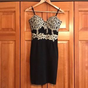 Embellished bustier pencil dress